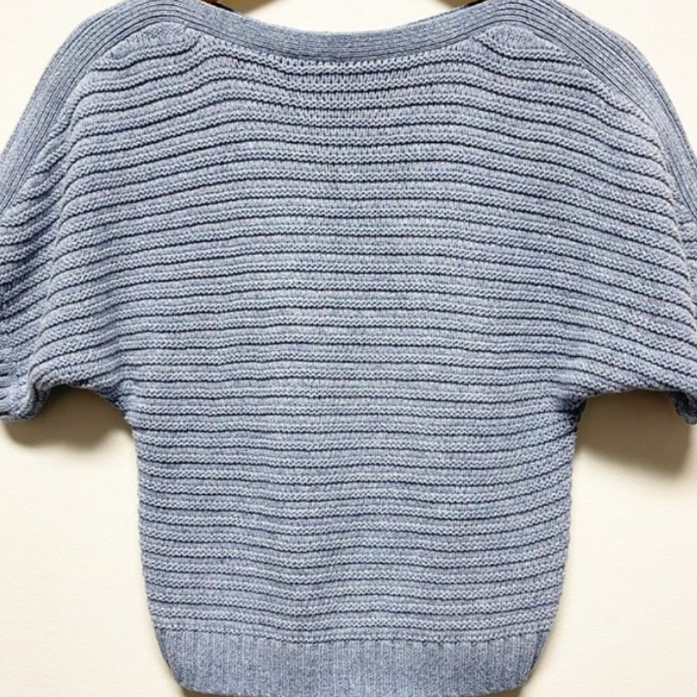 Blue Knit Dolman Sleeve Short Sleeve Sweater Size XXL 14-16